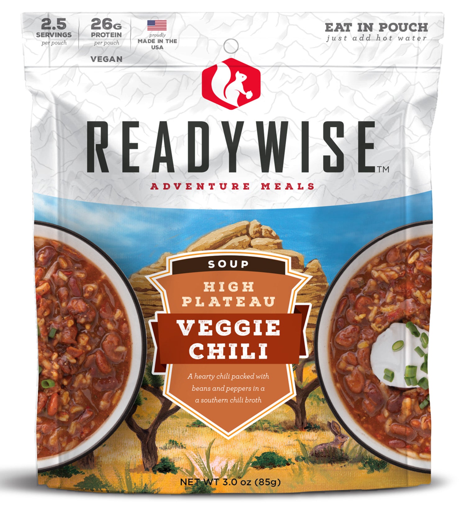 ReadyWise Chili Mac with Beef Freeze-Dried Meal 2.5 Servings Resealable Pouch 6 Pack