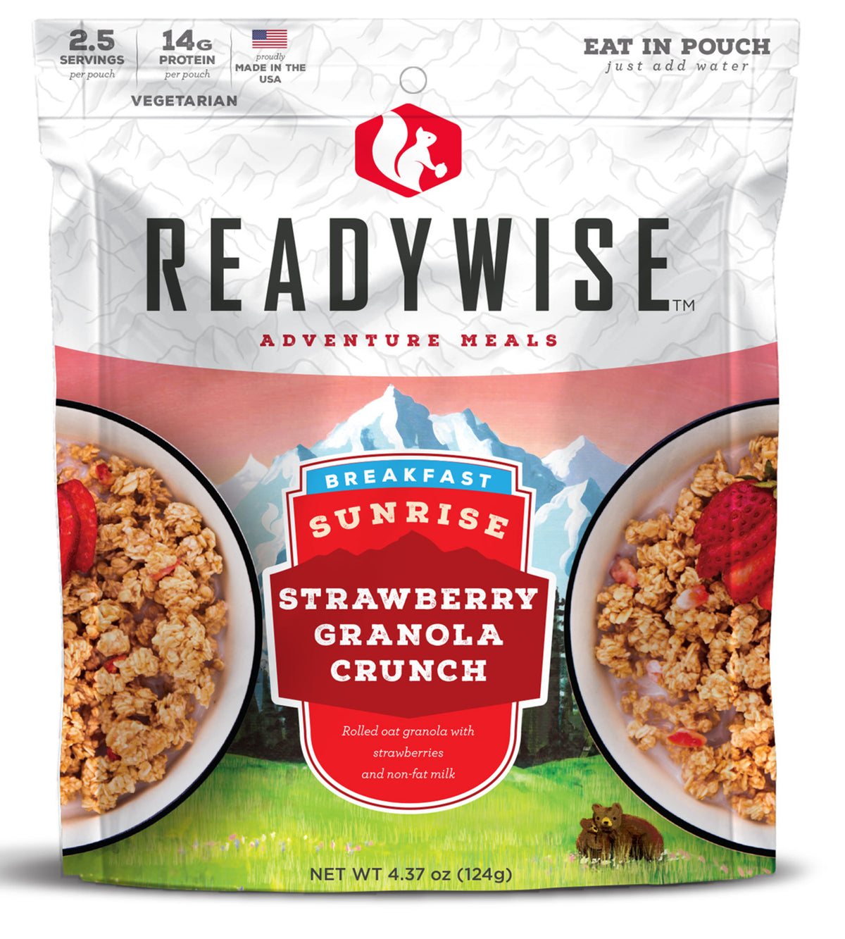 ReadyWise Sunrise Strawberry Granola Crunch Breakfast Freeze-Dried Pouch 2.5 Servings 6 Pack