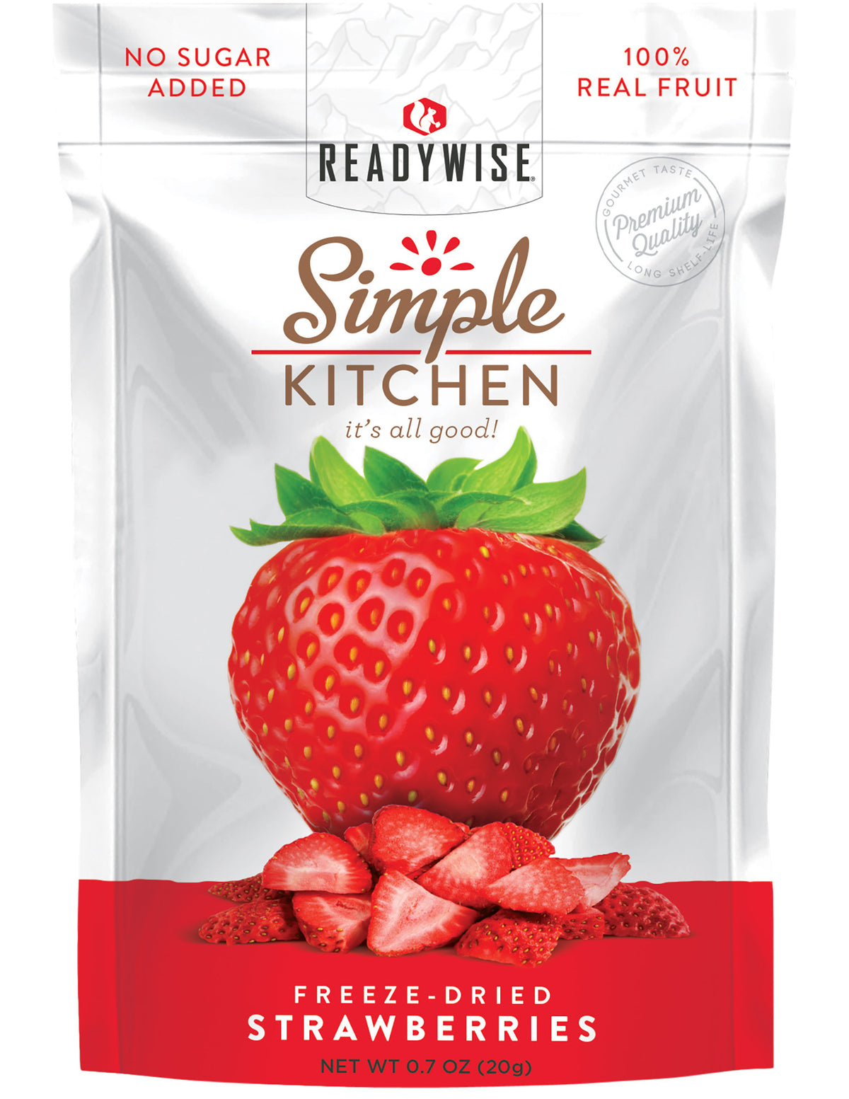 ReadyWise Simple Kitchen Freeze-Dried Strawberry Fruit Snack 1 Serving Pouch 6 Pack