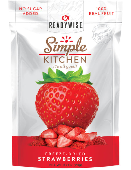 ReadyWise Simple Kitchen Freeze-Dried Strawberry Fruit Snack 1 Serving Pouch 6 Pack