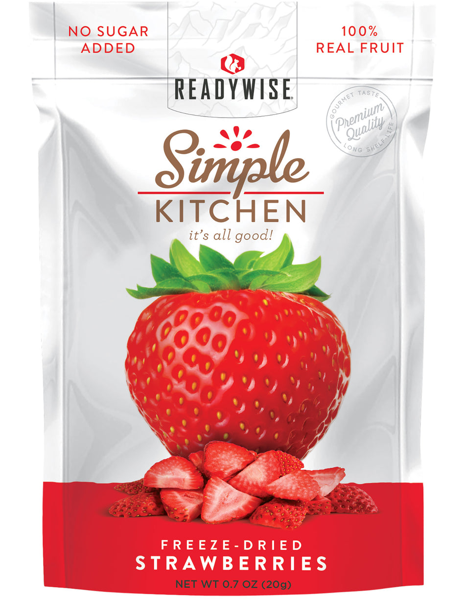 ReadyWise Simple Kitchen Freeze-Dried Strawberry Fruit Snack 1 Serving Pouch 6 Pack