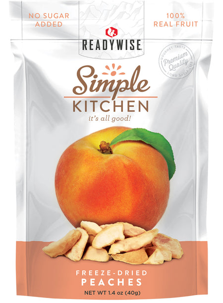 ReadyWise Simple Kitchen Freeze-Dried Peaches Fruit Snack 1 Serving Pouch 6 Pack