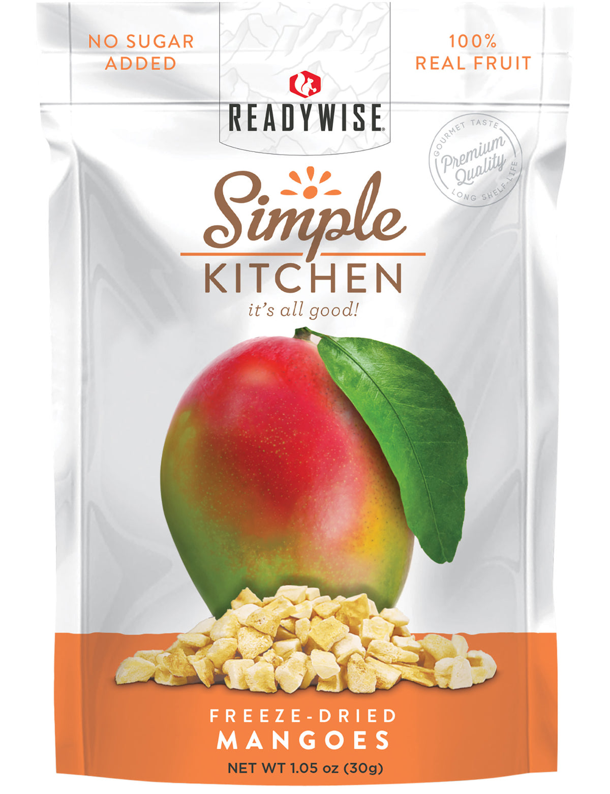ReadyWise Simple Kitchen Freeze Dried Mango Snack Pouch SK05911 6-Pack Case