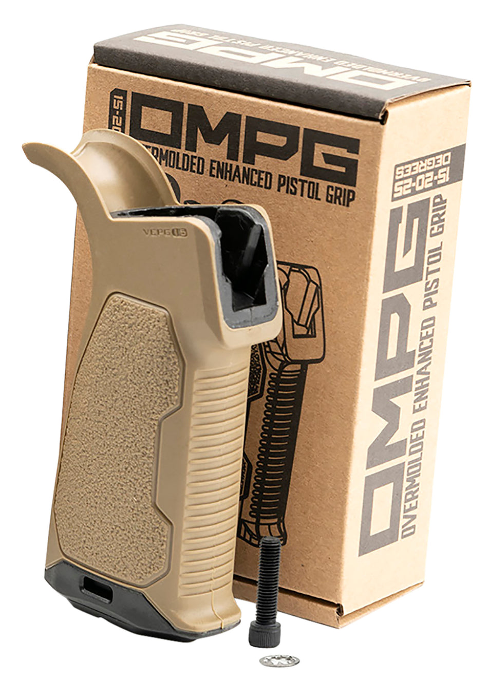 Strike Industries AROMPG15FDE AR Overmolded Enhanced Pistol Grip 15 Degree Flat Dark Earth Rubber