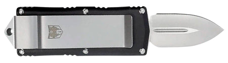 CobraTec OTF Money Clip Knife 1.75" Plain D2 Steel Blade Black Aluminum Handle with Pocket Clip