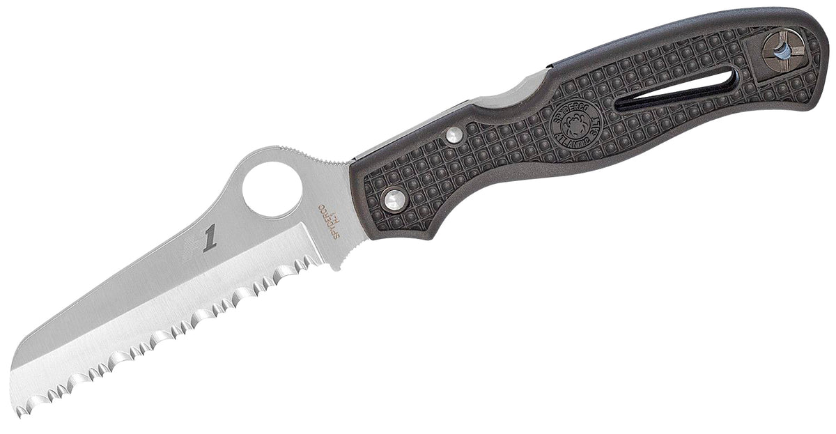 Spyderco Atlantic Salt Folding Knife 3.69" H1 Steel Serrated Sheepsfoot Blade Black Molded FRN Handle C89SBK