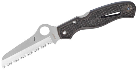 Spyderco Atlantic Salt Folding Knife 3.69" H1 Steel Serrated Sheepsfoot Blade Black Molded FRN Handle C89SBK