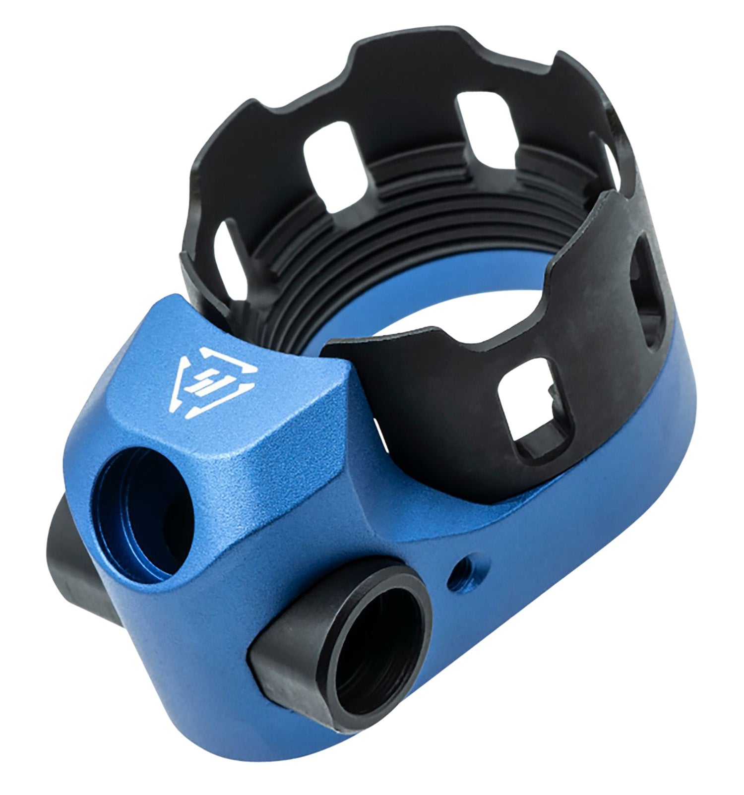 Strike Industries ARTRIBUSBLU Tribus Enhanced AR Castle Nut and Extended End Plate Blue Anodized