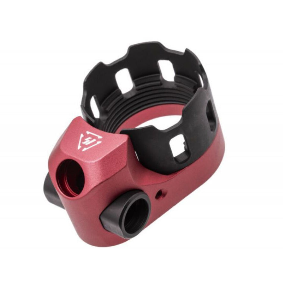 Strike Industries TRIBUS Enhanced Castle Nut & End Plate Red Anodized with 3 QD Mounting Points