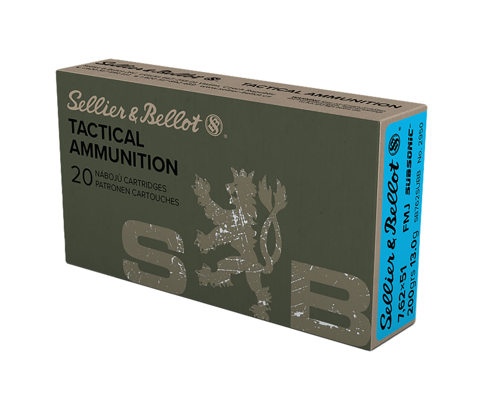 Sellier and Bellot Subsonic .308 Win / 7.62x51mm 200 gr FMJ ammo