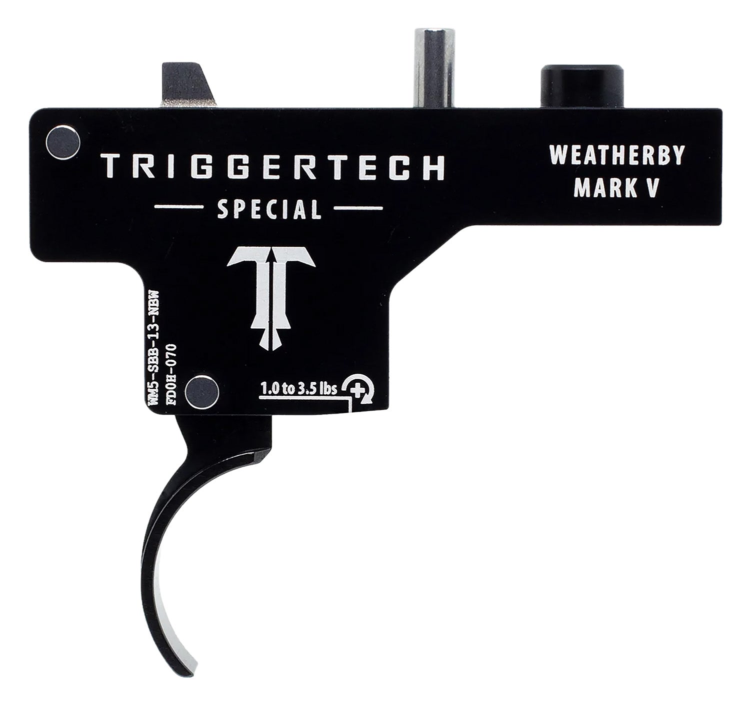 TriggerTech WM5SBB13NBW Special Single-Stage Curved Trigger for Weatherby Mark V – 1-3.50 lbs, Black PVD