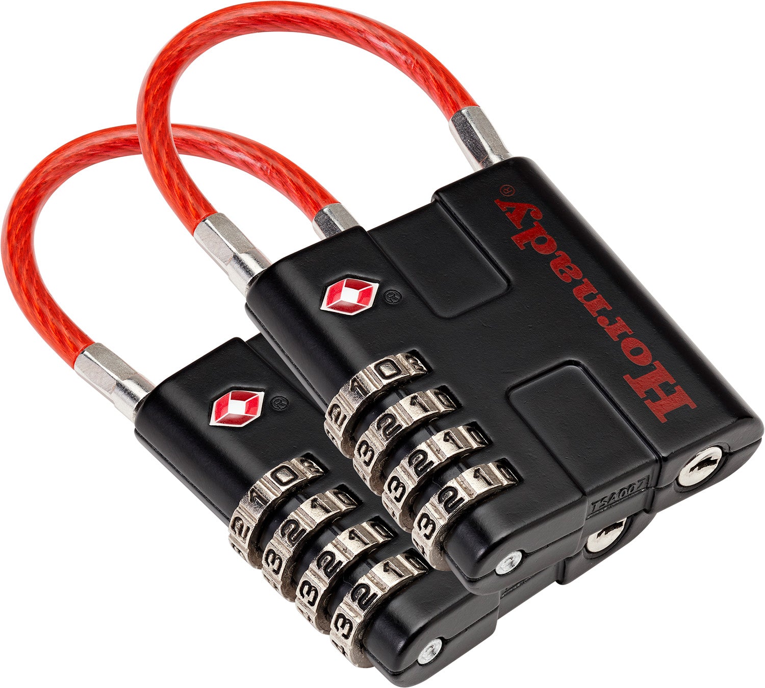 Hornady 96022 Rapid Safe TSA Combination Cable Lock Black Red 2 Pack