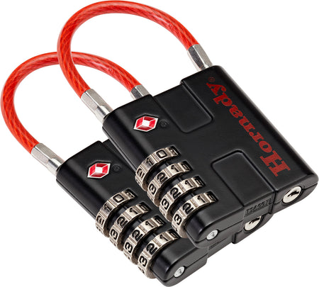 Hornady 96022 Rapid Safe TSA Combination Cable Lock Black Red 2 Pack