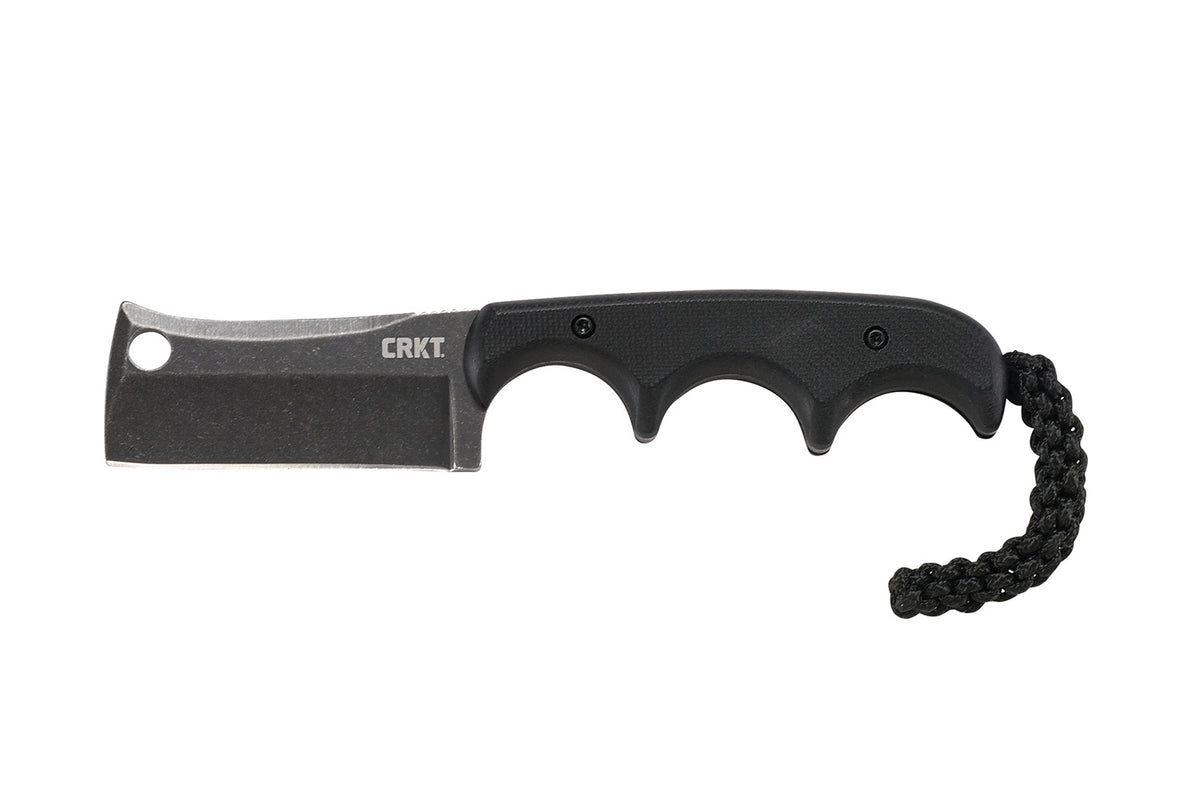 CRKT 2383K Minimalist Blackout Fixed Cleaver Knife 2.13" Stonewashed 5Cr15MoV Black G10 Handle