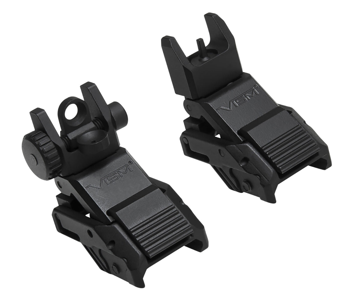 NcStar VMARFLC Pro Series Flip-Up Front & Rear Iron Sight Set Black for AR-Platform