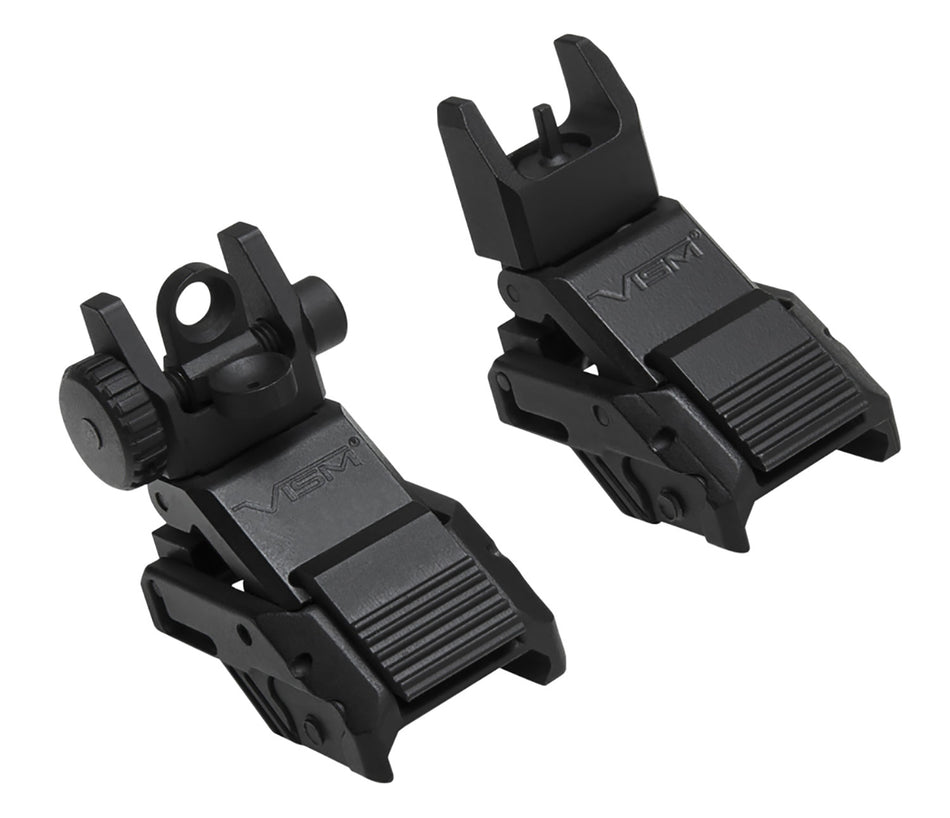 NcStar VMARFLC Pro Series Flip-Up Front & Rear Iron Sight Set Black for AR-Platform
