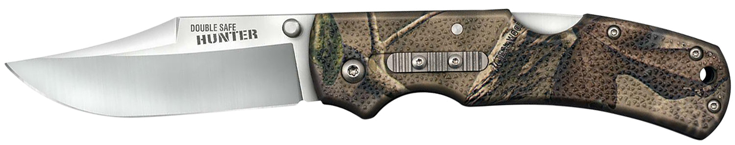 Cold Steel CS23JD Double Safe Hunter 3.50" Folding Plain 8Cr13MoV SS Blade, Camo GFN Handle with Rocker Lock & Pocket Clip