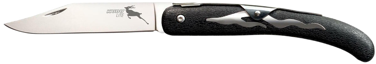 Cold Steel CS20KJ Kudu Lite 4.25" Folding Plain Polished 5Cr15MoV SS Blade, Black Woodgrain Zy-Ex Slip Joint Handle