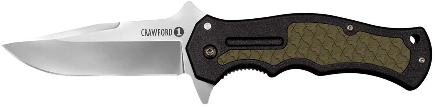 Cold Steel Crawford Model 1 Folding Knife 3.50" 4034 Stainless Blade Black GRN Handle with OD Green Traction Inlays
