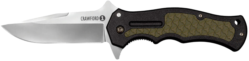 Cold Steel Crawford Model 1 Folding Knife 3.50" 4034 Stainless Blade Black GRN Handle with OD Green Traction Inlays