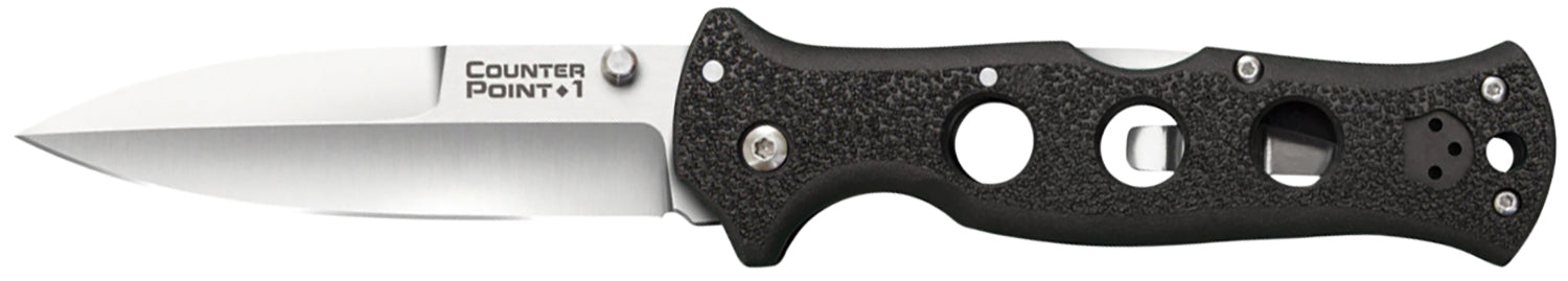 Cold Steel Counter Point I Folding Knife 4" Spear Point Satin AUS-10A Stainless Blade Black Griv-Ex Handle