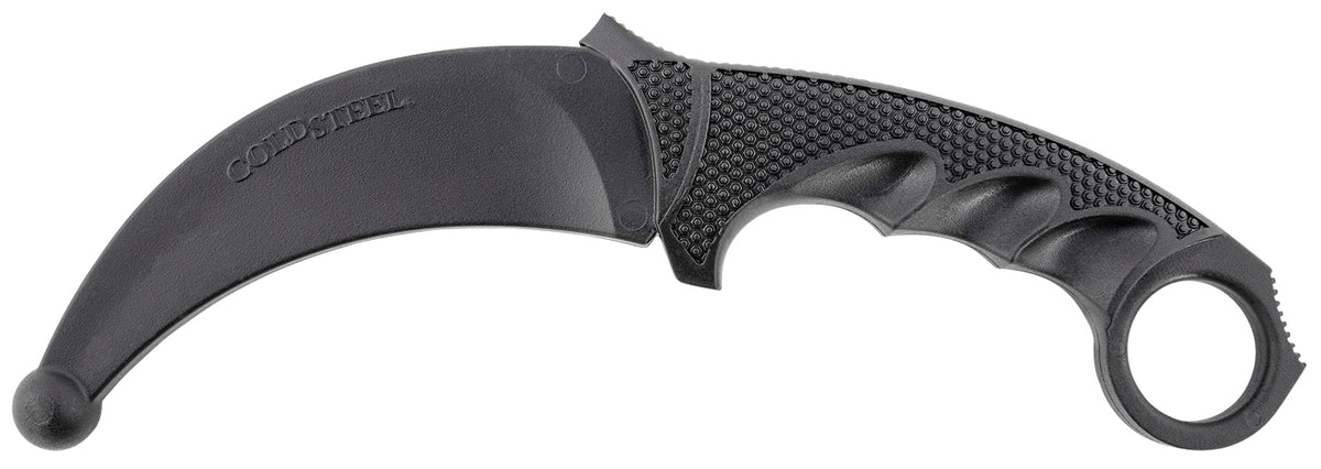 Cold Steel CS92R49 Karambit Rubber Trainer 4" Fixed Plain Black Santoprene Blade Deep Checkered Handle with Ring Pommel