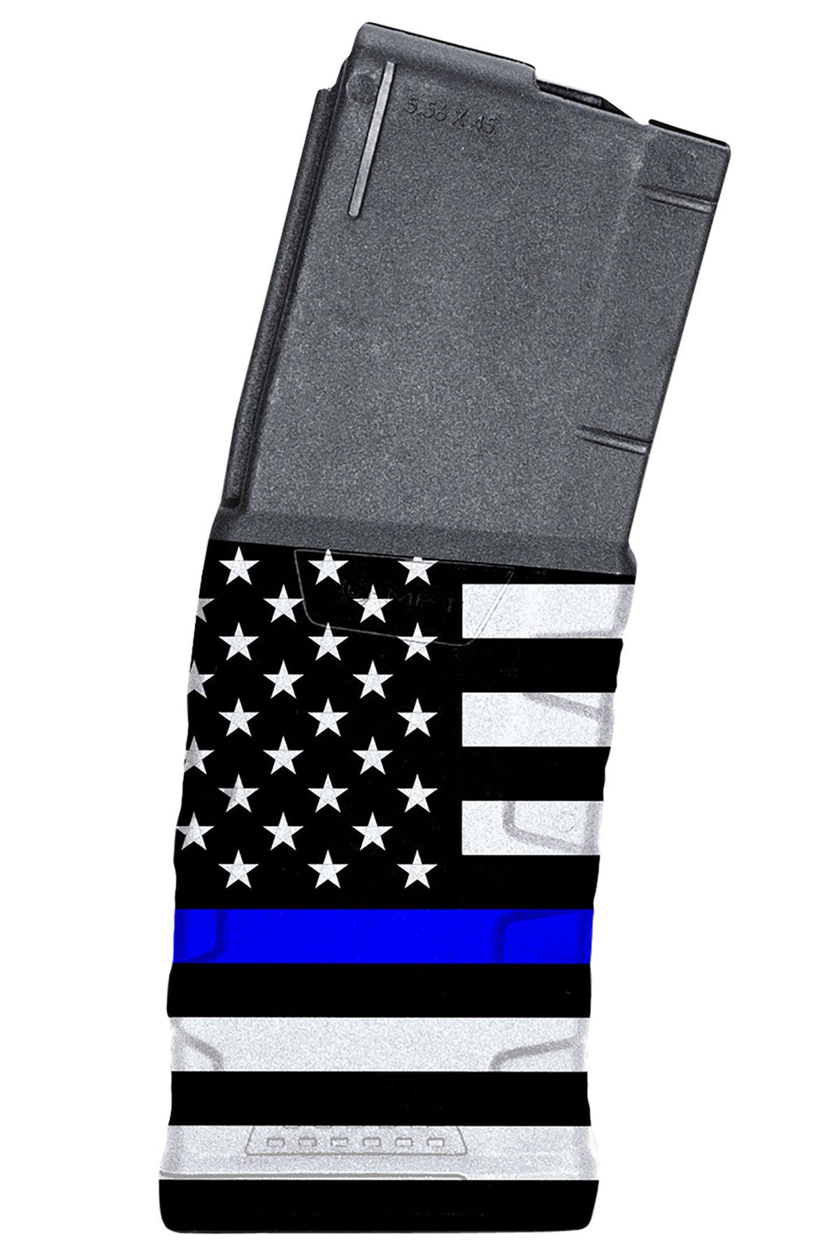 Mission First Tactical EXDPM556AMB1 Extreme Duty 30-Round .223/5.56 AR-15/M4 Magazine Black w/Blue Line American Flag Polymer