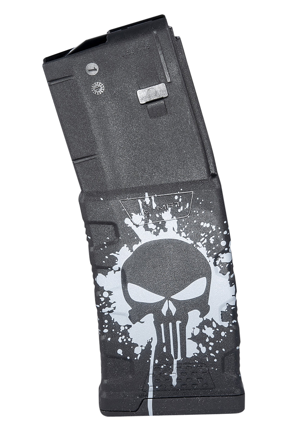 Mission First Tactical EXDPM556PSSWH Extreme Duty 30-Round .223/5.56 AR-15/M4 Magazine Black w/White Punisher Skull Splatter