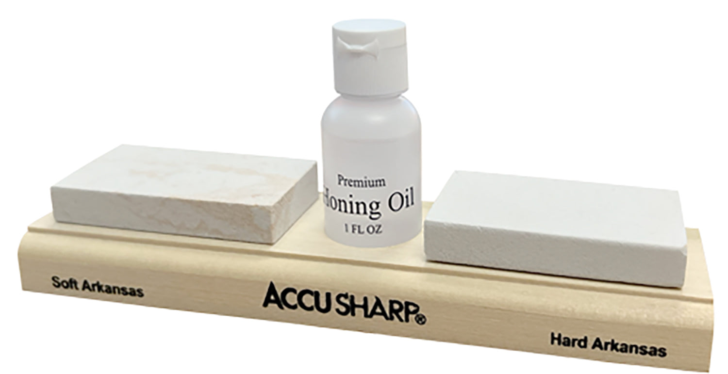 AccuSharp 023C Whetstone Combo Kit Fine Coarse Natural Arkansas Stone Sharpener with Honing Oil