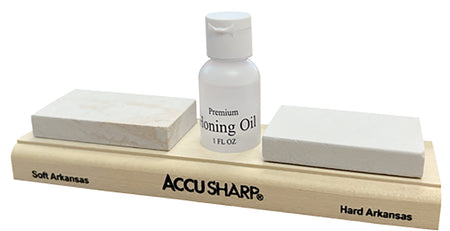 AccuSharp 023C Whetstone Combo Kit Fine Coarse Natural Arkansas Stone Sharpener with Honing Oil