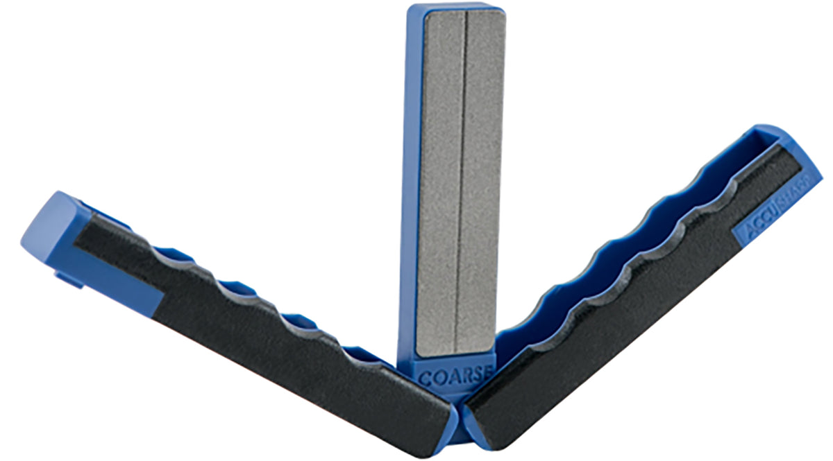 AccuSharp 051C Diamond Paddle Sharpener Folding Double-Sided Coarse/Fine Grit Black/Blue Rubber Handle