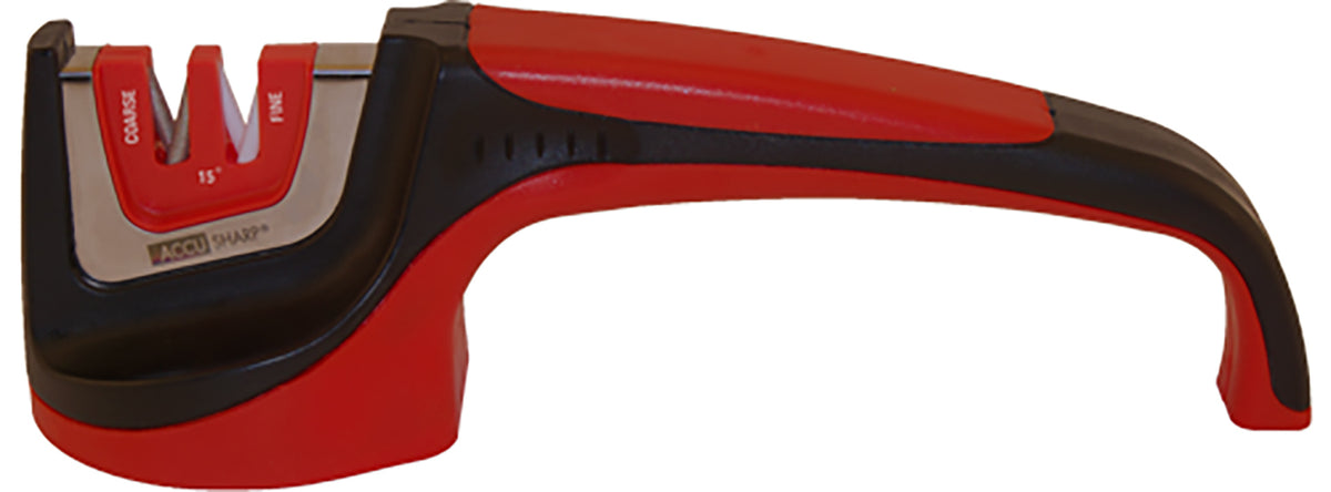 AccuSharp 052C Asian-Style 15-Degree Knife Sharpener Fine Diamond Ceramic Rods Red Overmolded Handle