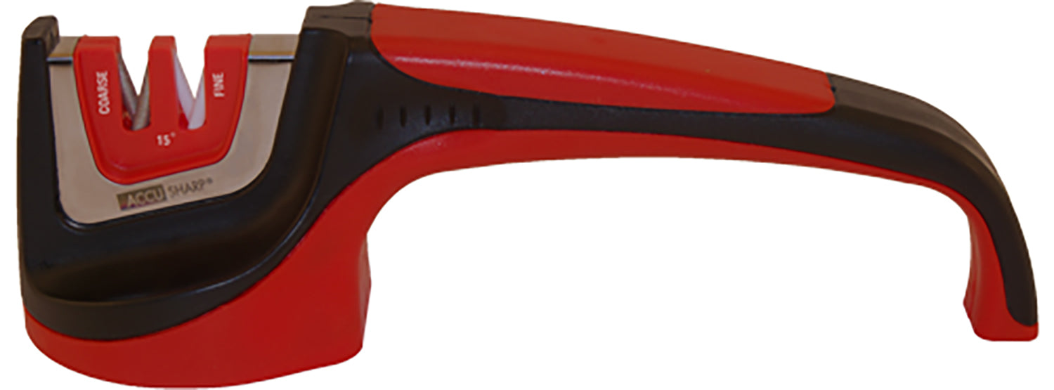 AccuSharp 052C Asian-Style 15-Degree Knife Sharpener Fine Diamond Ceramic Rods Red Overmolded Handle
