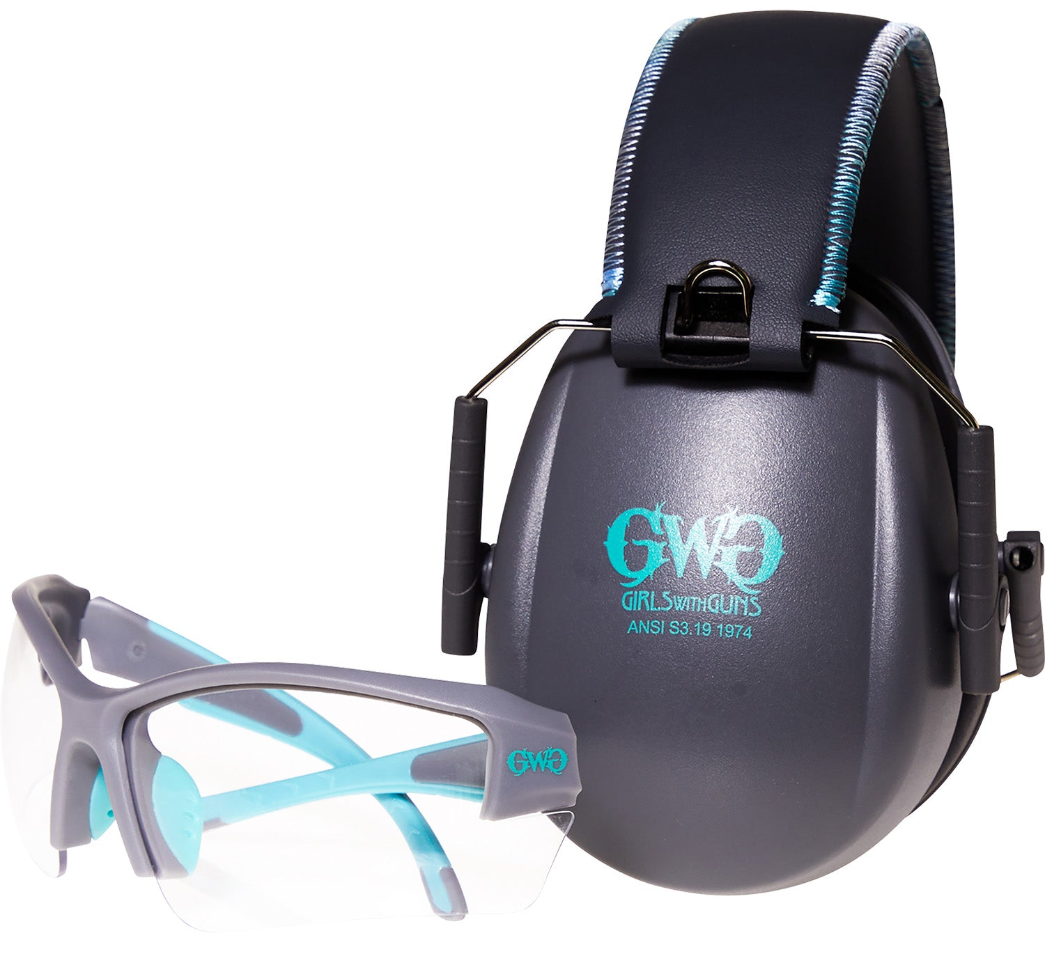Girls With Guns Assure Safety Glasses & Earmuffs Combo - Clear Lens, Gray Frame