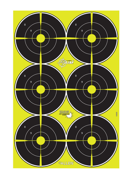 EZ-Aim 15355 Splash Reactive Bullseye Hanging Paper Target 12" x 18" Black/Yellow 8 Pack