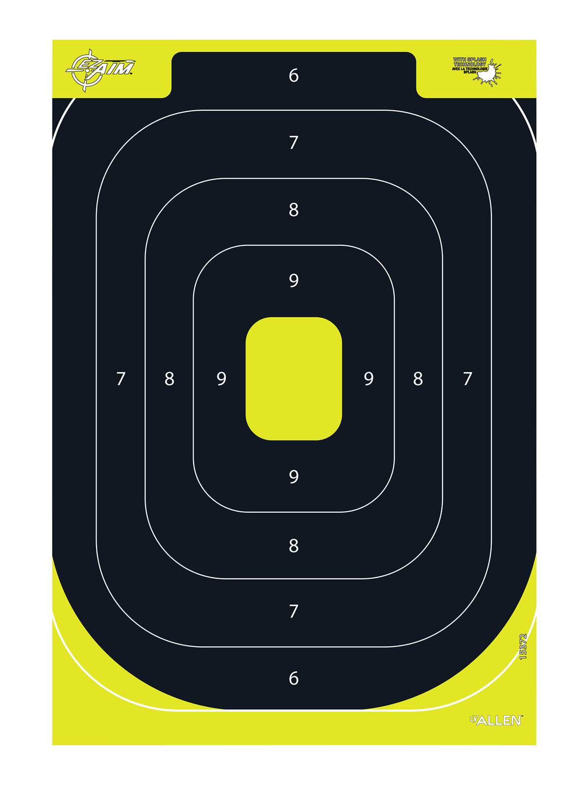 EZ-Aim 15372 Splash Reactive IPSC Silhouette Paper Hanging Target 12.5"x18.25" Black/Yellow 8 Per Pkg