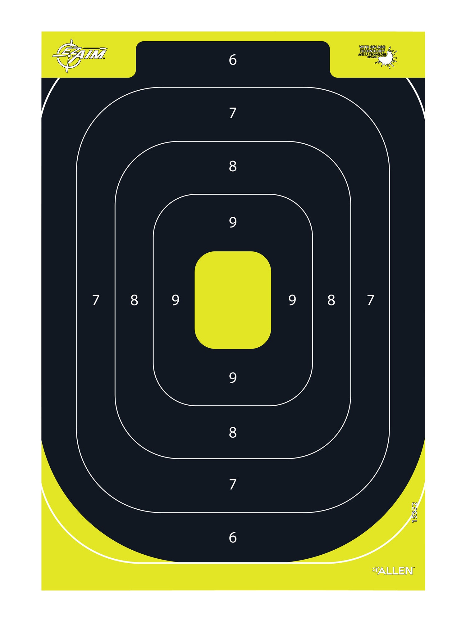 EZ-Aim 15372 Splash Reactive IPSC Silhouette Paper Hanging Target 12.5"x18.25" Black/Yellow 8 Per Pkg