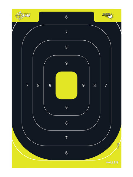 EZ-Aim 15372 Splash Reactive IPSC Silhouette Paper Hanging Target 12.5"x18.25" Black/Yellow 8 Per Pkg