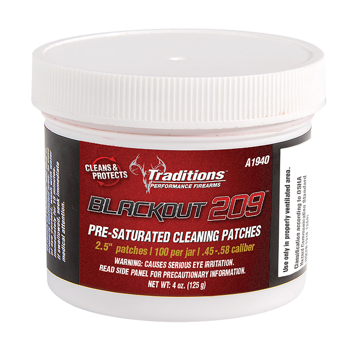 Traditions A1940 Blackout Cleaning Patches 45/54 Cal 2.5" Cotton 100 Per Jar