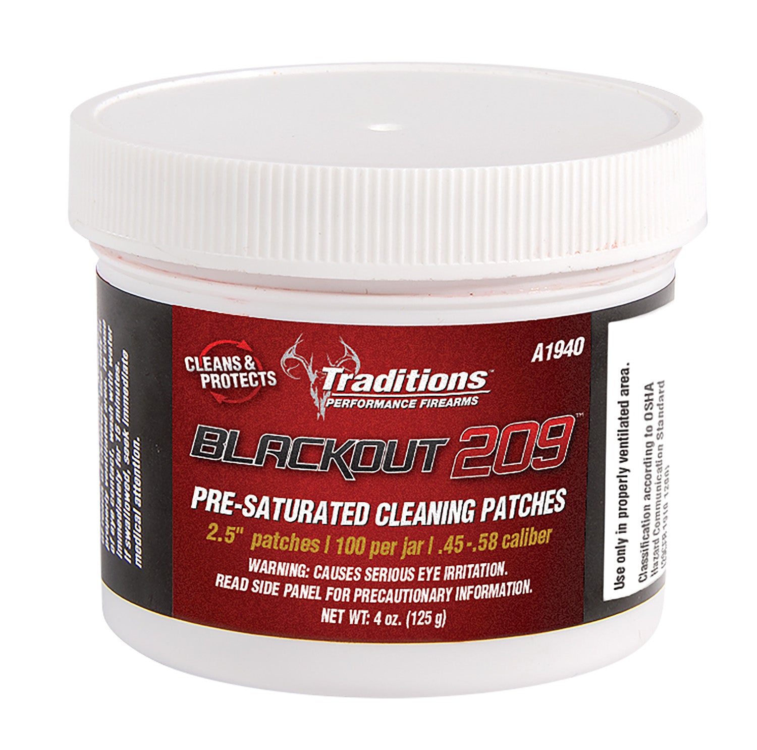 Traditions A1940 Blackout Cleaning Patches 45/54 Cal 2.5" Cotton 100 Per Jar