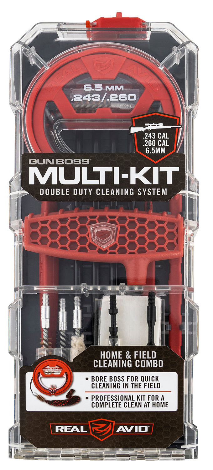 Real Avid AVGBMK243 Gun Boss Multi-Kit Cleaning Kit for 6.5 Cal 243 Cal 260 Cal Rifle