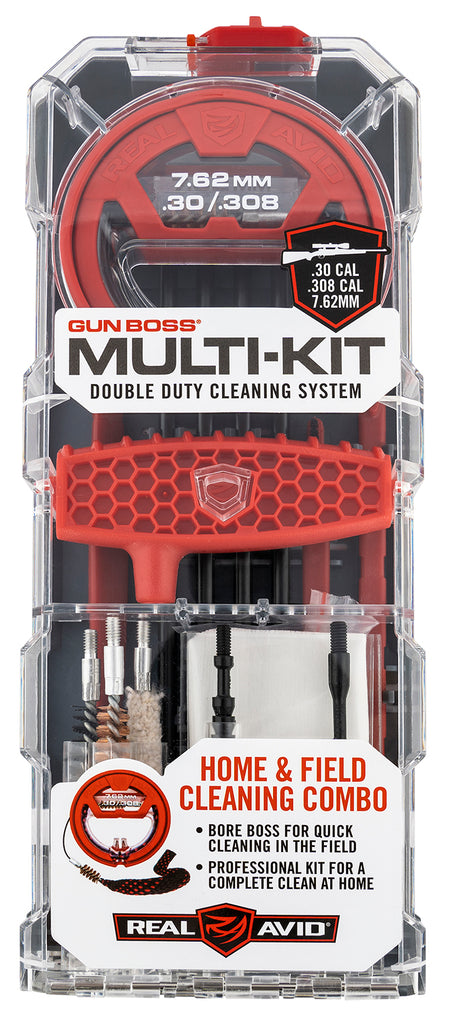 Real Avid AVGBMK308 Gun Boss Multi-Kit Cleaning Kit for 7.62mm 30 Cal 308 Cal Rifle