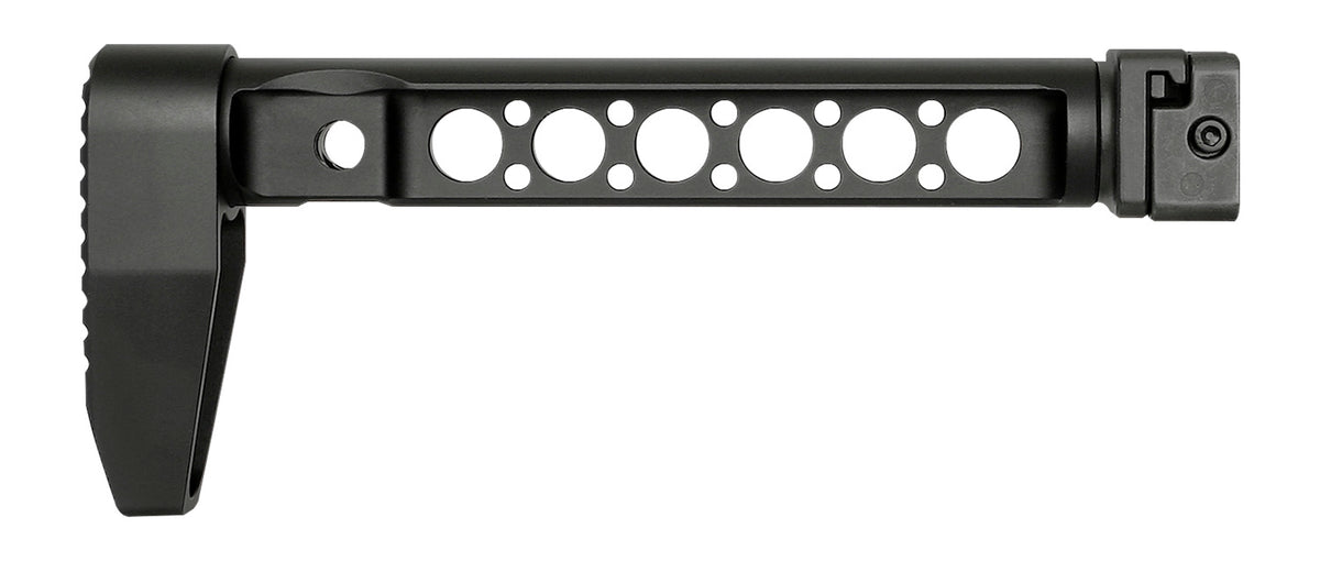 Midwest Industries MISTAPSFLWS Side Folding Buttstock with Folding Adaptor Black Steel Minimalistic Butt Plate