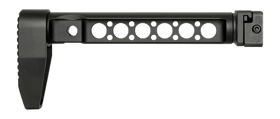 Midwest Industries MISTAPSFLWS Side Folding Buttstock with Folding Adaptor Black Steel Minimalistic Butt Plate