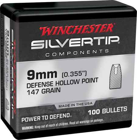 Winchester WB9ST147X Centerfire Handgun Reloading Bullets 9mm 147gr Silvertip HP 100-Count
