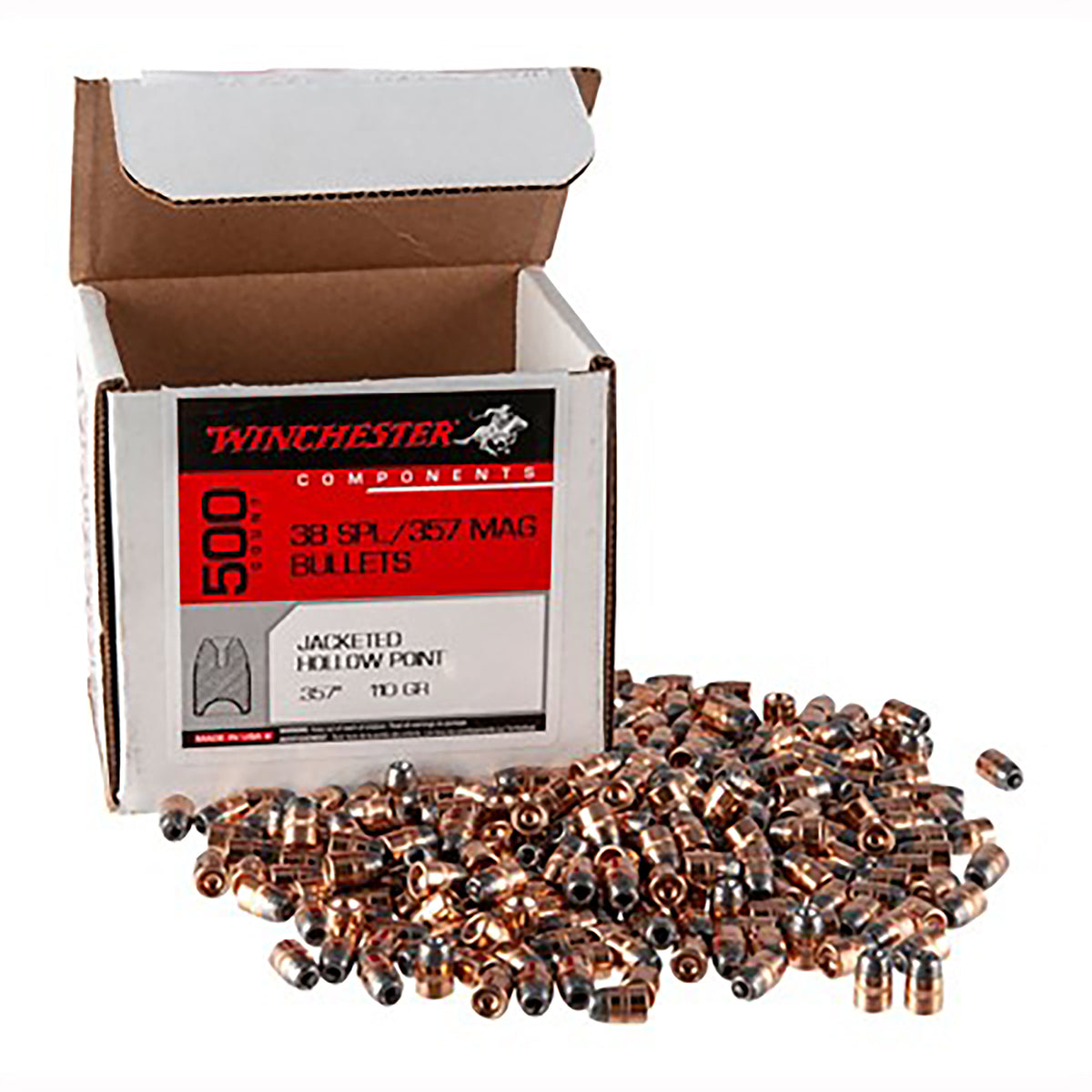Winchester Centerfire Handgun Reloading Bullets .38 Cal 110 Grain Jacketed Hollow Point 500/Box