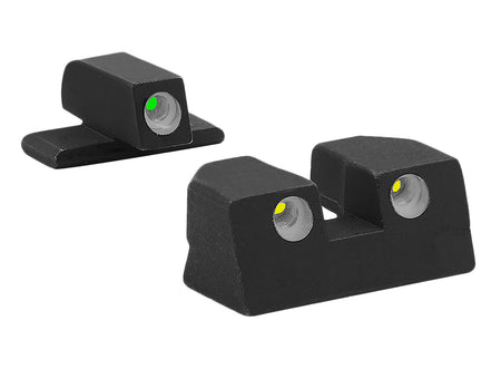 Meprolight Tru-Dot Green Tritium White Outline Front & Yellow Tritium White Outline Rear Sight Sig P226/P320