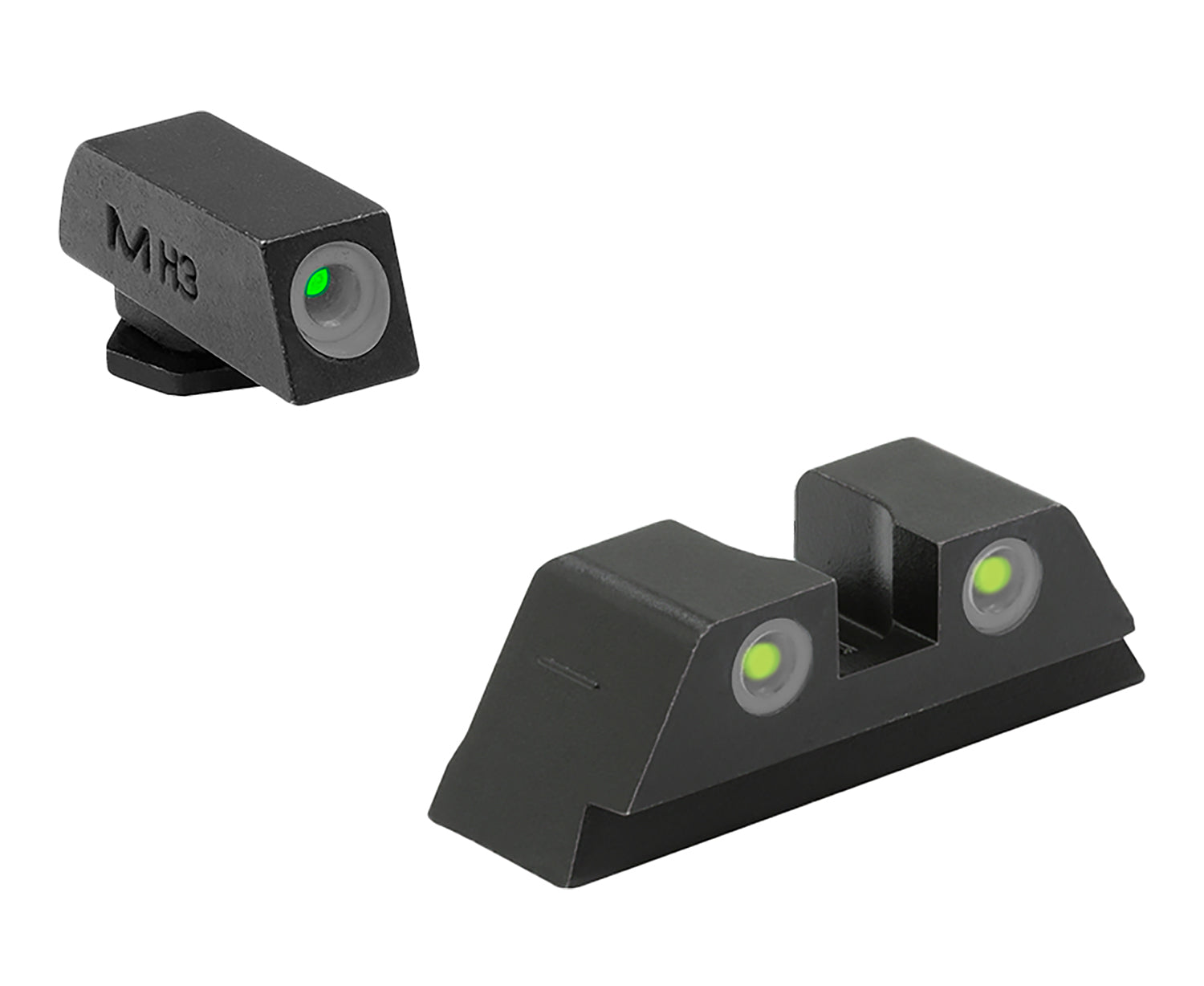 Meprolight Tru-Dot Green/Yellow Tritium White Outline Night Sight Set for Glock Large Frame 10mm/.45ACP