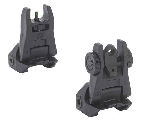 Meprolight USA 404100 FUBS Flip-Up Sight Set Black AR-15 Green Tritium Front/Green Tritium Rear