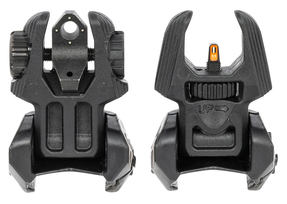 Meprolight USA 403240 FUBS Flip-Up Sight Set Black AR Platform Orange Tritium Front/Green Tritium Rear